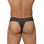 Men's Lycra Blend Lace Lace Underwear G String Style Underwear (Black)