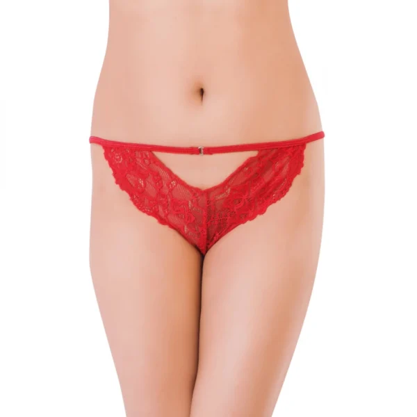 Women's Lace Low Waist Elegant Lace Back Heart Panty For Special Moment (Red)