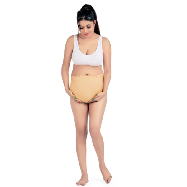 Women's Cotton Blend Adjustable Band Maternity Panty (Sandal Wood)