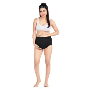 Women's Cotton Blend Adjustable Band Maternity Panty (Black)