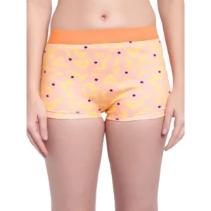 Women's Cotton Printeded Boyshorts Panty (Light Orange)