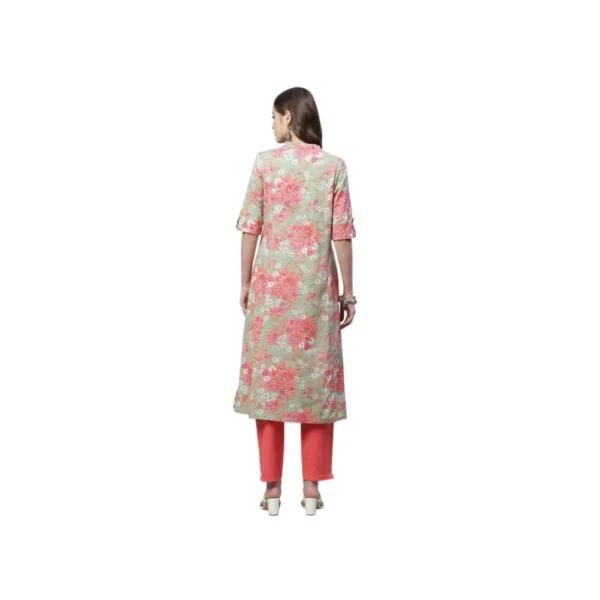 Women's Cotton Printed Flex Kurti (Mint Green, Cotton)