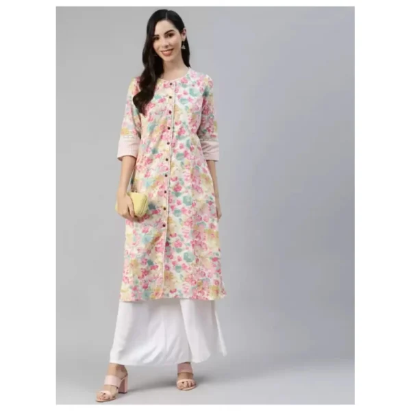 Women's Cotton Printed  Straight Kurti (Multicolor, Cotton)