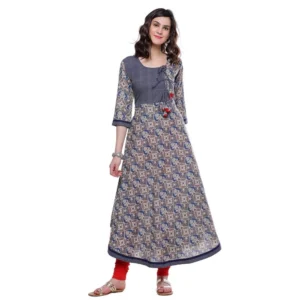 Women's Cotton Printed Angrakha Kurti (Multicolor, Cotton)