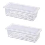 Generic Pack Of_2_Pack of 2 Food Storage Container with Removable Drain Plate and Lid 1500 ml Fridge Storage Box  (Assorted)