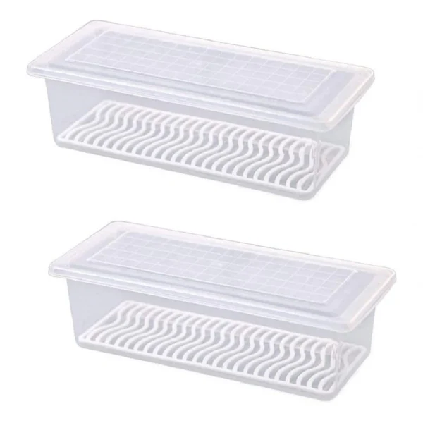 Generic Pack Of_2_Pack of 2 Food Storage Container with Removable Drain Plate and Lid 1500 ml Fridge Storage Box  (Assorted)