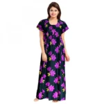 Women's Cotton Printed Maxi Nighty (Pink)