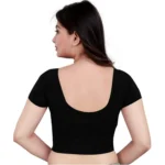 Women's Short Sleeve Cotton Lycra Readymade Blouse (Black, Free Size)