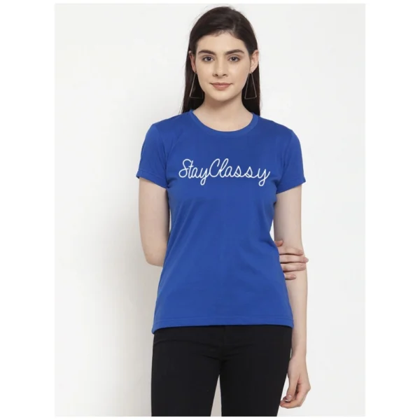 Women's Cotton Blend Stay Classy Printed T-Shirt (Blue)