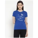 Women's Cotton Blend Daddy's Little Princess Printed T-Shirt (Blue)