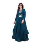 Women's Embroidery Gotapatti Work Georget Long Gown (Rama)