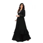 Generic Women's Embroidery Gotapatti Work Georget Long Gown (Black)