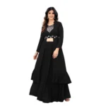 Generic Women's Embroidery Gotapatti Work Georget Long Gown (Black)