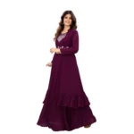 Generic Women's Embroidery Gotapatti Work Georget Long Gown (Wine)