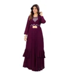 Generic Women's Embroidery Gotapatti Work Georget Long Gown (Wine)