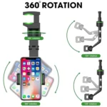 Universal Clip Cell Phone Holder Multi-Joint Flexible Adjustment For Car Rear View Mirror Back Seat Video Stand (Black)