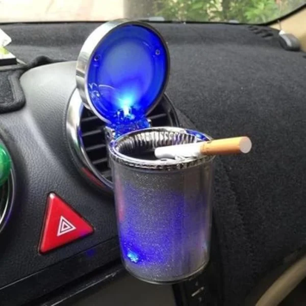 Designer Car Ash Tray Ashtray With Blue Led Light & Rainbow Colors (Multicolor)