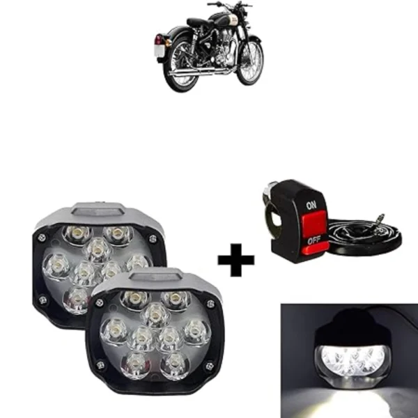 Set Of 2 Shilon 9 Led Waterproof On/Off Switch For Bikes (Black)