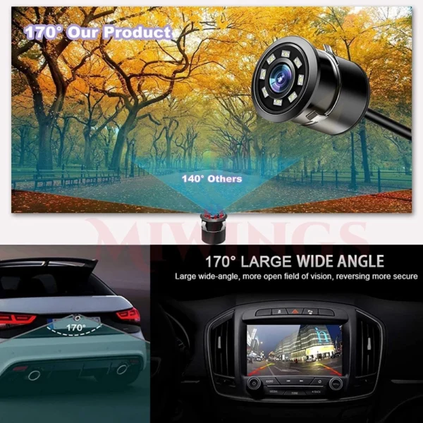 Car Rear View Backup Camera 170 Wide Angle Hd Cmos Auto Parking Assistance Reverse (Black)