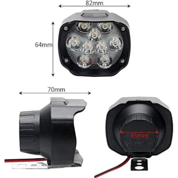 Set Of 2 Shilon 9 Led Waterproof On/Off Switch For Bikes (Black)