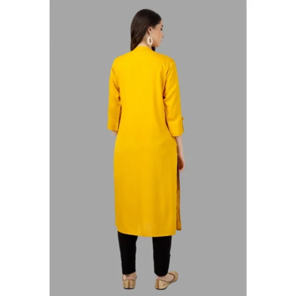 Women's Embroidered Calf Length Rayon Kurti (Yellow)