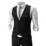 Black Color Classy Solid Polycotton Men's Waistcoat