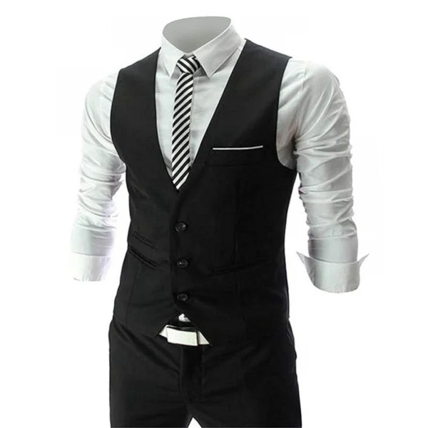 Black Color Classy Solid Polycotton Men's Waistcoat