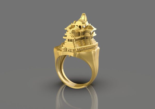 Ram Mandir with Lord Ram and Mata Sita on Gold Ring For Mens (Customise your Design) Made on Order