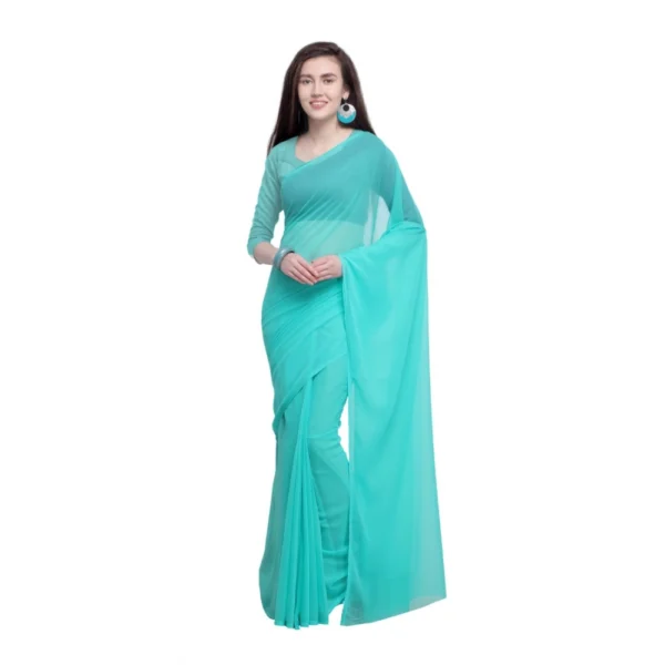 Women's Dyed Saree(Seablue,5-6 Mtrs)