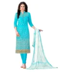 Women's Cotton Unstitched Salwar Suit-Material With Dupatta (Sky Blue,2.3 Mtrs)