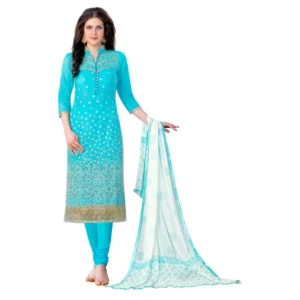 Women's Cotton Unstitched Salwar Suit-Material With Dupatta (Sky Blue,2.3 Mtrs)