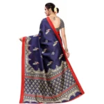 Women's Art Silk Saree With Blouse (Navy Blue, 5-6mtrs)