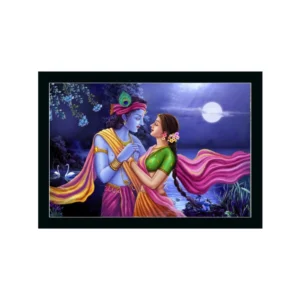 Radha Krishna Painting with Synthetic Photo Frame (Multicolor)