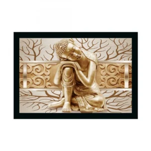 Buddha Painting with Synthetic Photo Frame (Multicolor)