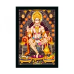 Hanuman Ji Painting with Synthetic Photo Frame (Multicolor)