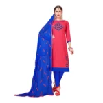 Women's Slub Cotton Unstitched Salwar-Suit Material With Dupatta (Pink, 2 Mtr)