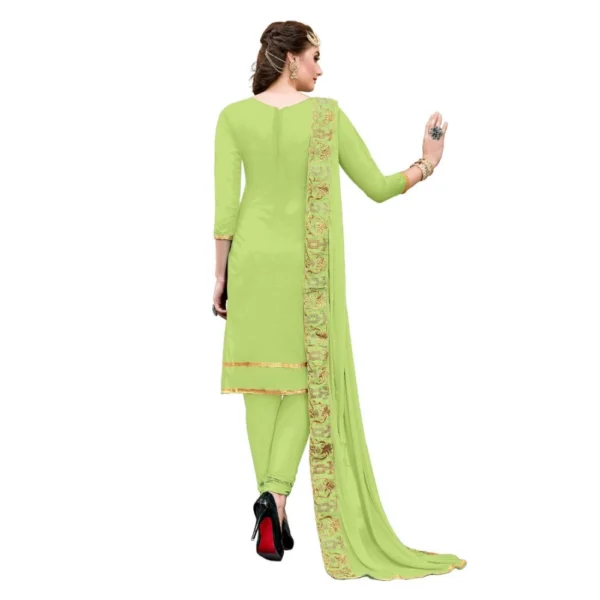 Women's Chanderi Cotton Unstitched Salwar-Suit Material With Dupatta (Light Green, 2.20 Mtr)