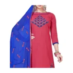 Women's Slub Cotton Unstitched Salwar-Suit Material With Dupatta (Pink, 2 Mtr)