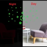 Green Galaxy Of Stars With Moon Radium Wall Sticker