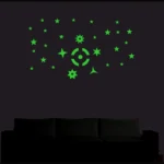 Green Galaxy Of Stars With Moon Radium Wall Sticker