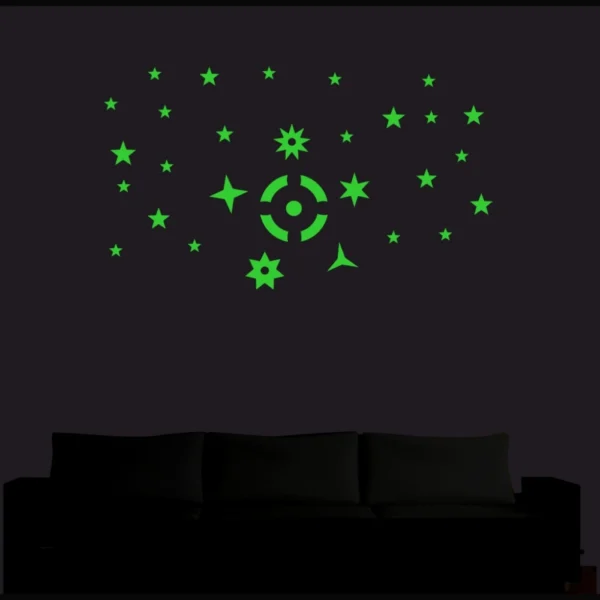 Green Galaxy Of Stars With Moon Radium Wall Sticker