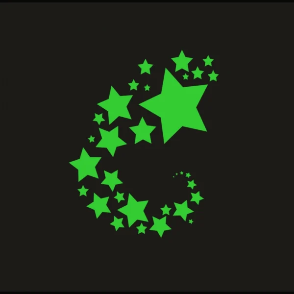 Green Galaxy Of Stars With Moon Radium Wall Sticker