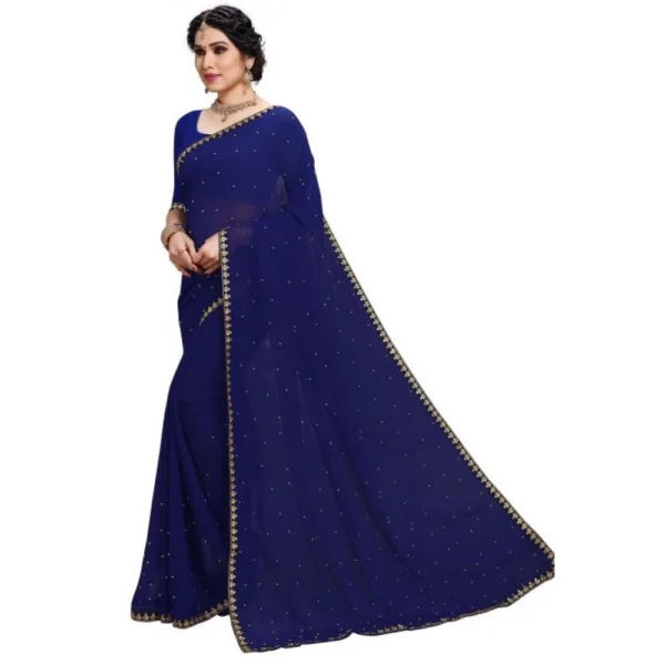 Women's Jacquard Saree(Blue,5-6 Mtrs)