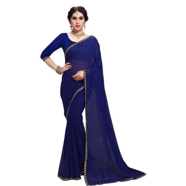 Women's Jacquard Saree(Blue,5-6 Mtrs)