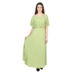 Women's Crepe Solid Sleeveless Full Length Gown(Light Green)