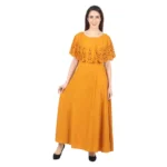 Women's Crepe Solid Sleeveless Full Length Gown(Yellow)