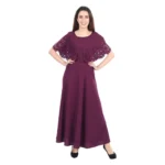 Women's Crepe Solid Sleeveless Full Length Gown(Maroon)