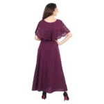 Women's Crepe Solid Sleeveless Full Length Gown(Maroon)