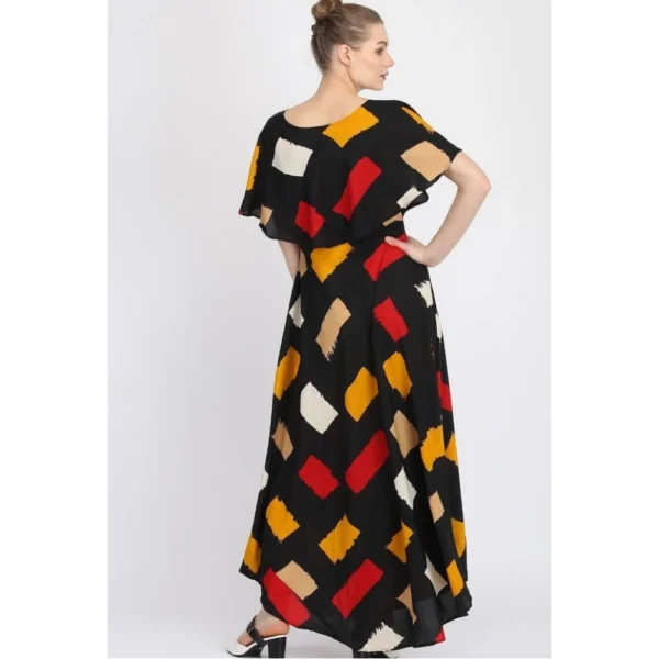 Women's Crepe Printed Half Sleeves Full Length Gown(Multi)