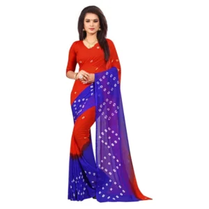 Women's Chiffon Saree (Red ,5-6Mtrs)